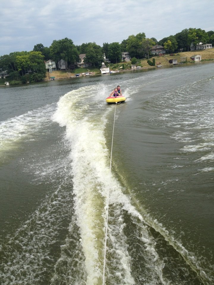 pulling a tube behind a boat